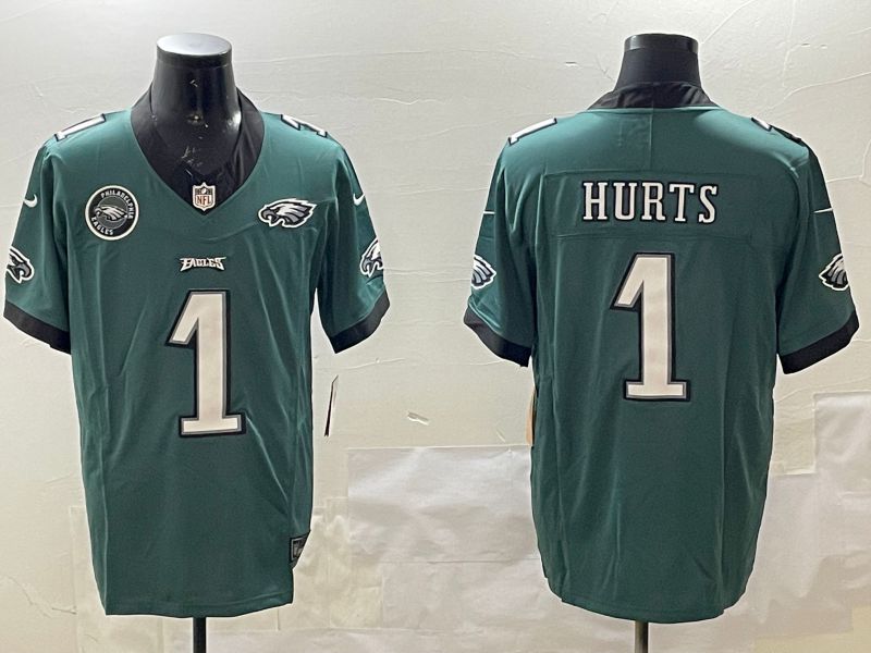 Men Philadelphia Eagles #1 Hurts Green Three generations 2025 Nike Vapor Limited NFL Jersey style 2091->philadelphia eagles->NFL Jersey